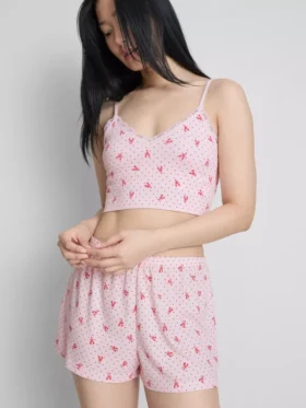 Naadloze bedrukte cropped pyjama-cami