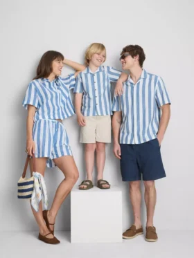 Ontspannen katoenen gestreepte strandshort