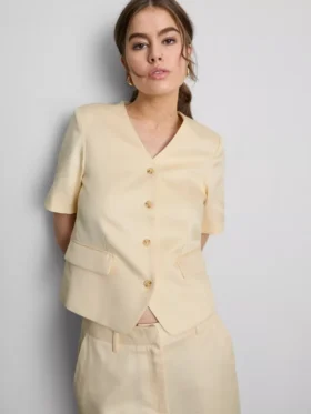 Op maat gemaakte blazer met korte mouwen van katoenmix