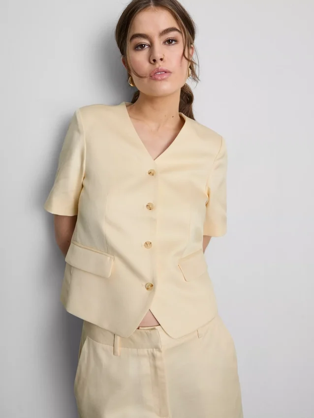 Op maat gemaakte blazer met korte mouwen van katoenmix