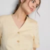 Op maat gemaakte blazer met korte mouwen van katoenmix