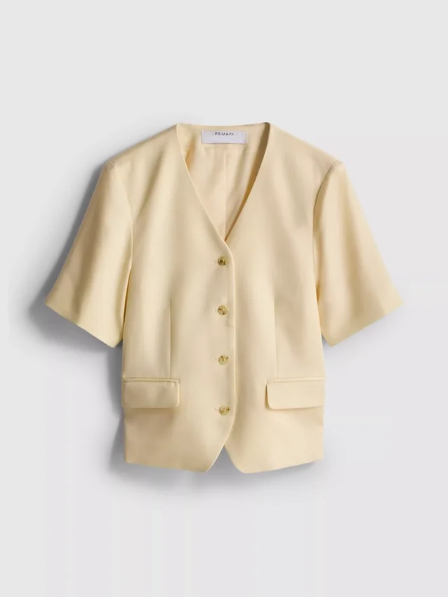 Op maat gemaakte blazer met korte mouwen van katoenmix