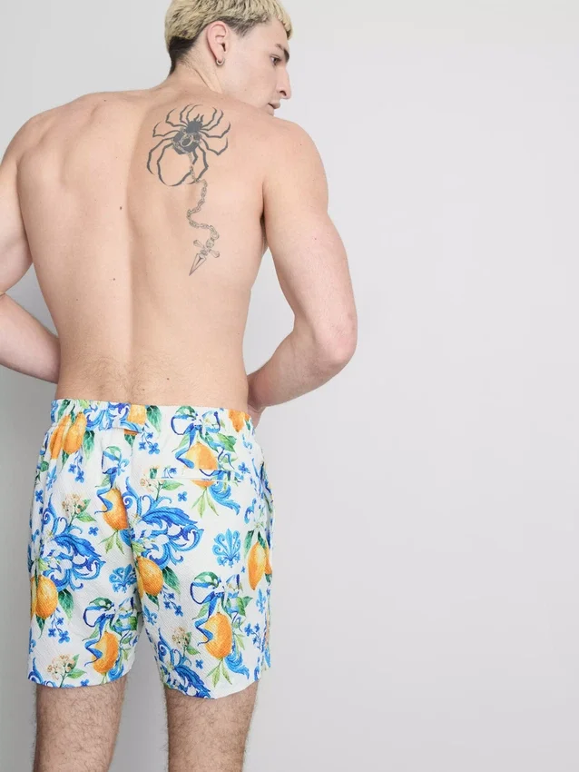 Oranje zwemshort met textuur