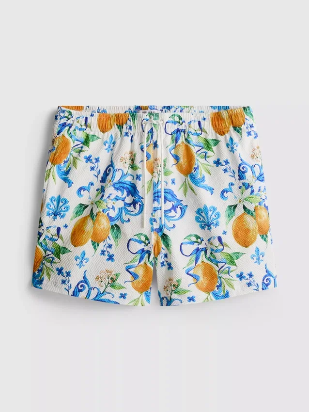 Oranje zwemshort met textuur