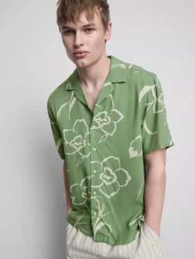 Overhemd met bloemenprint en reverskraag