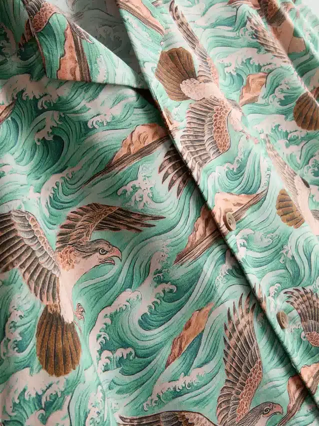 Overhemd met korte mouwen, knoopsluiting en vogelprint