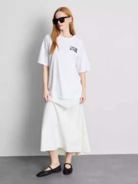 Oversized katoenen boyfriend-T-shirt met print