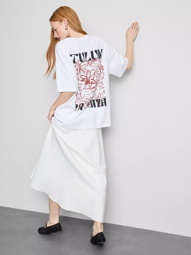 Oversized katoenen boyfriend-T-shirt met print