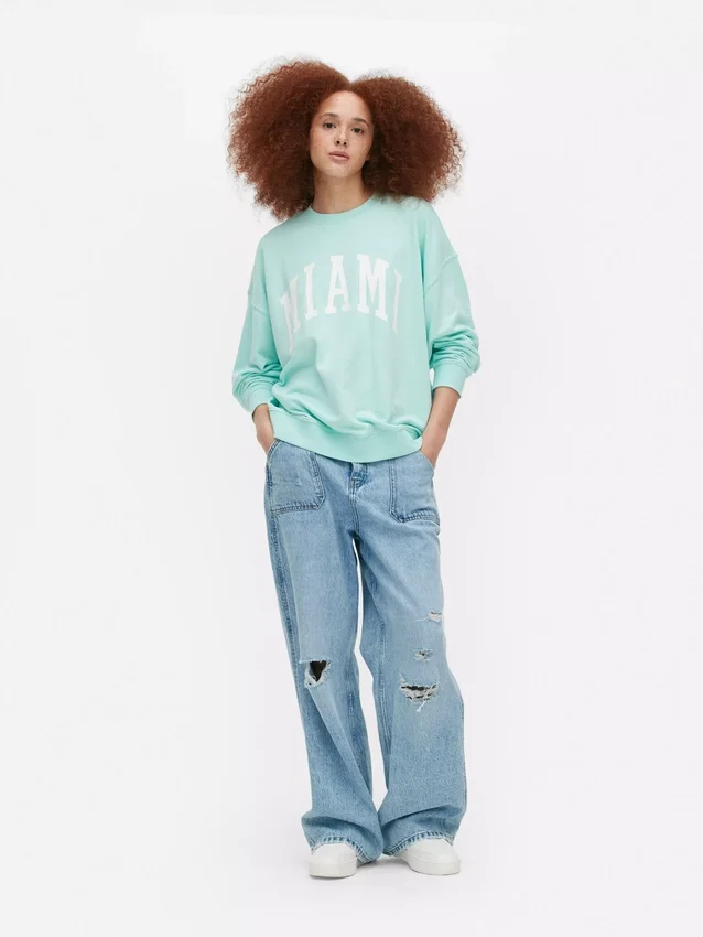 Oversized sweatshirt met ‘Miami’-opschrift