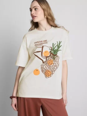 Oversized T-shirt van katoen in vintage-stijl