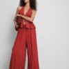 Paula Echevarría broek met wijde pijpen en glitters