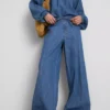 Paula Echevarría katoenrijke denim broek met wijde pijpen