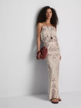 Paula Echevarría maxi-rok van satijn met schuine snit en print