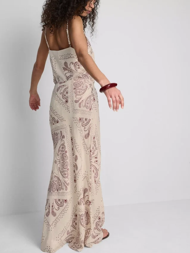 Paula Echevarría maxi-rok van satijn met schuine snit en print