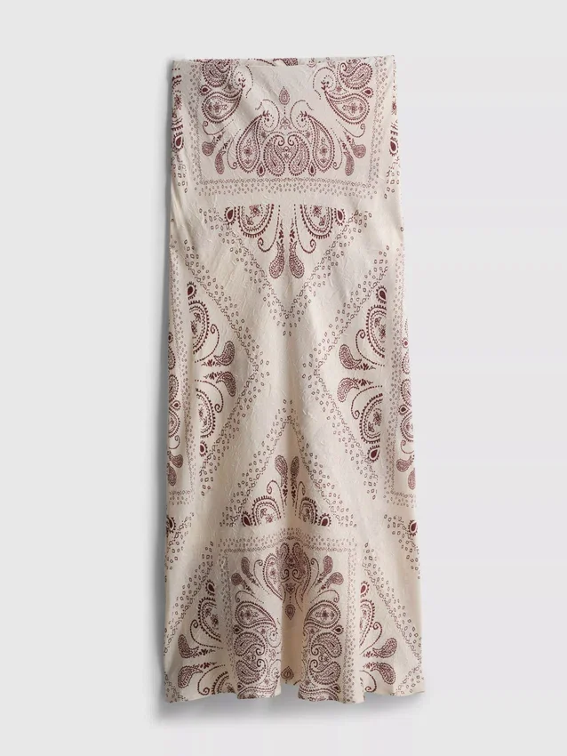 Paula Echevarría maxi-rok van satijn met schuine snit en print