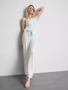 Pyjama's met satijnen strik en print