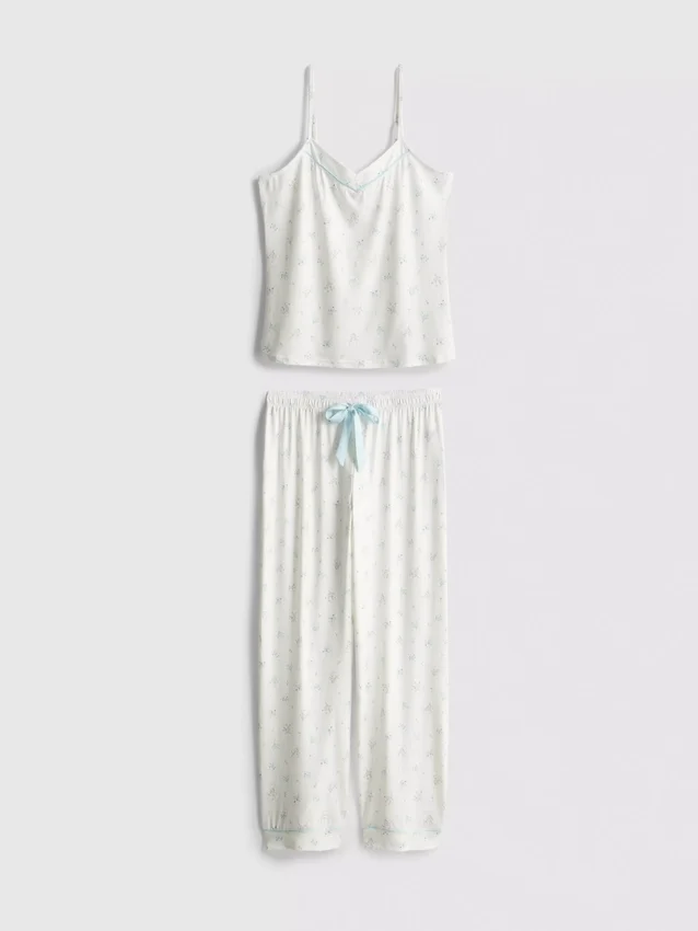 Pyjama's met satijnen strik en print