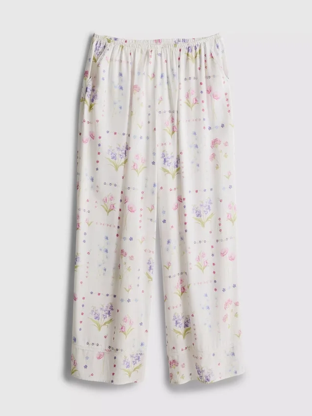 Pyjamabroek met bloemenprint en wijde pijpen