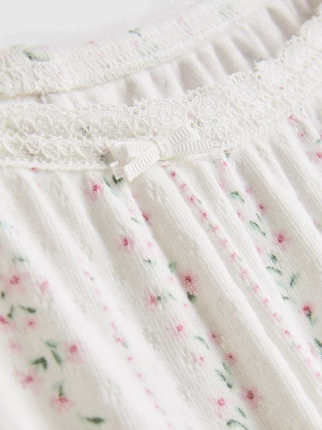 Pyjamabroek met bloemenprint in pointelle-stijl