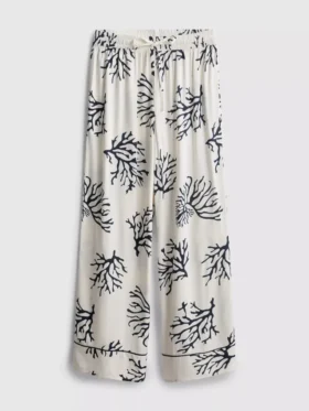 Pyjamabroek met wijde pijpen en koraalprint