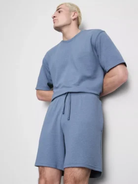 Pyjamashorts met textuur en trekkoord