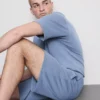 Pyjamashorts met textuur en trekkoord