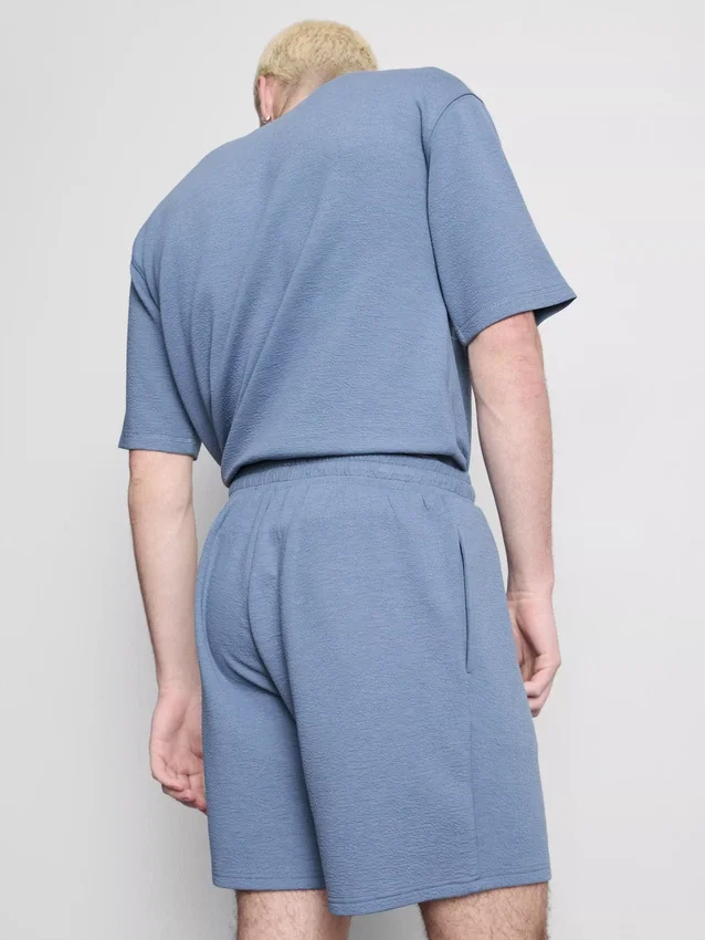 Pyjamashorts met textuur en trekkoord
