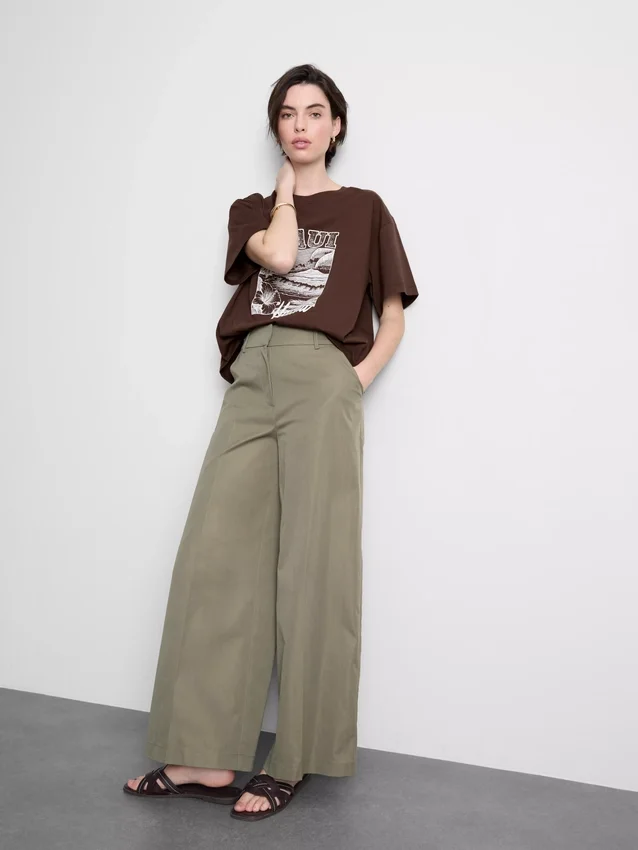 Rechthoekig katoenen T-shirt met print
