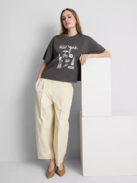 Rechthoekig katoenen T-shirt met print