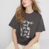 Rechthoekig katoenen T-shirt met print