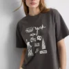 Rechthoekig katoenen T-shirt met print