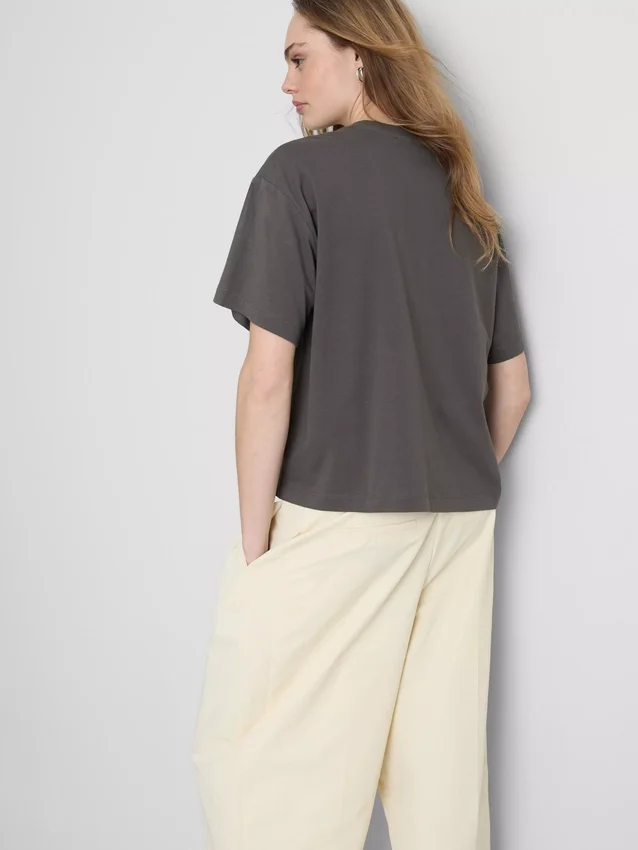 Rechthoekig katoenen T-shirt met print