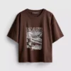 Rechthoekig katoenen T-shirt met print