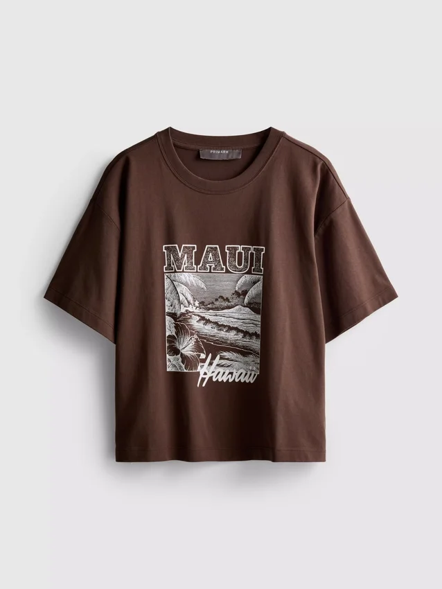 Rechthoekig katoenen T-shirt met print
