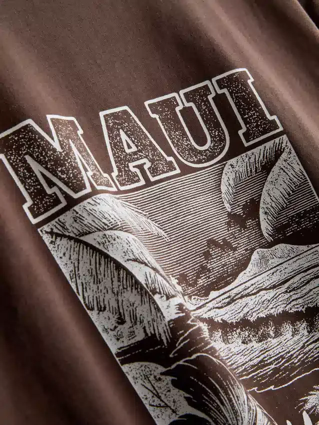 Rechthoekig katoenen T-shirt met print