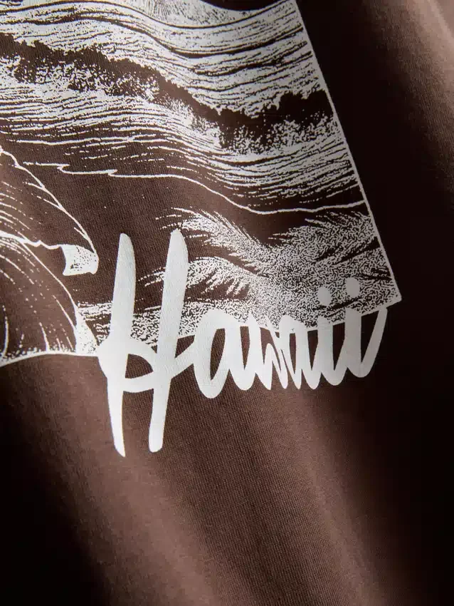 Rechthoekig katoenen T-shirt met print