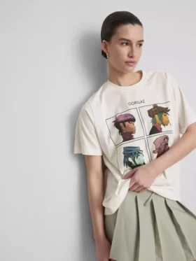 Relaxed Gorillaz-T-shirt met muziekprint