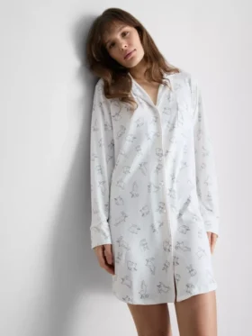Relaxte boyfriend-nachthemd met print