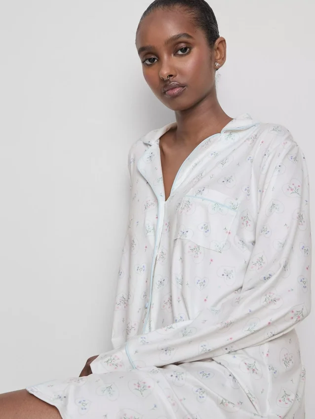 Relaxte boyfriend-nachthemd met print