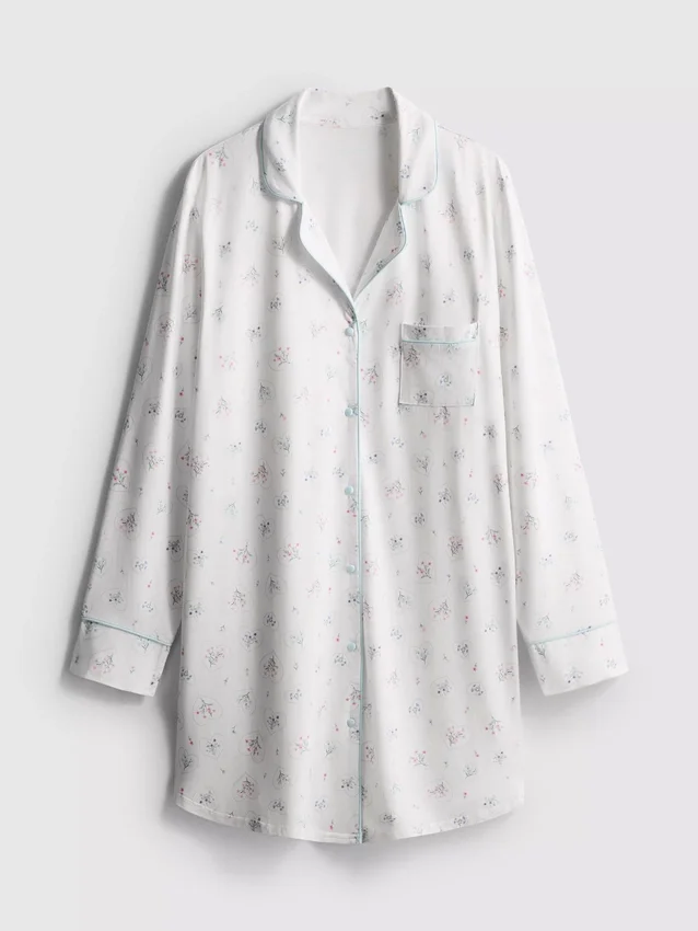 Relaxte boyfriend-nachthemd met print