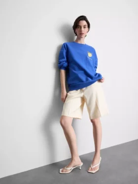 Relaxte citroengele sweater met hoog katoengehalte