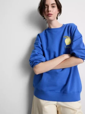 Relaxte citroengele sweater met hoog katoengehalte