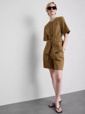 Safari-blazer met riem van katoenmix