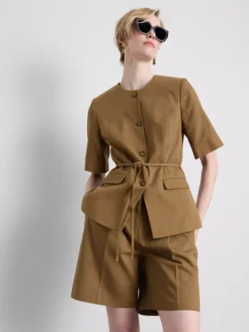 Safari-blazer met riem van katoenmix