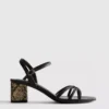 Sandalen met bandjes en geweven blokhak