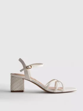 Sandalen met bandjes en geweven blokhak