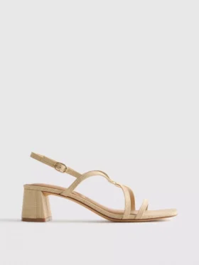 Sandalen met brede pasvorm, raffia-rand en blokhak