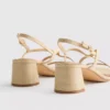 Sandalen met brede pasvorm, raffia-rand en blokhak