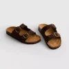 Sandalen met dubbele bandjes en voetbed in luipaardprint