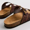 Sandalen met dubbele bandjes en voetbed in luipaardprint